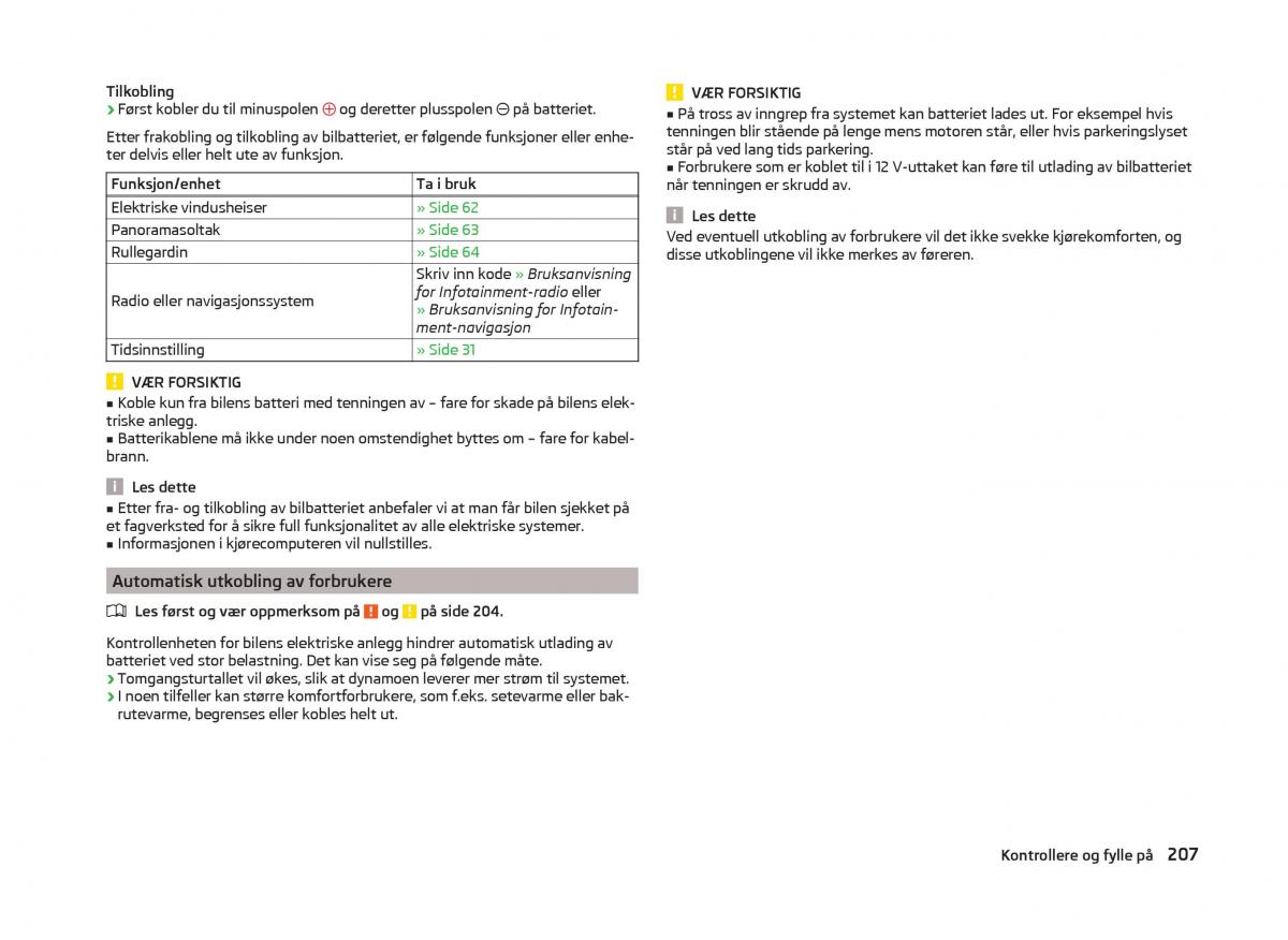 Skoda Superb III 3 bruksanvisningen / page 210