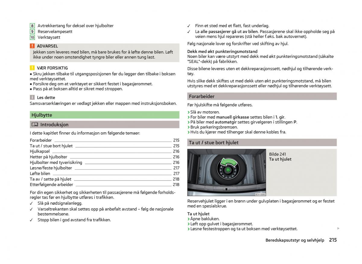 Skoda Superb III 3 bruksanvisningen / page 218