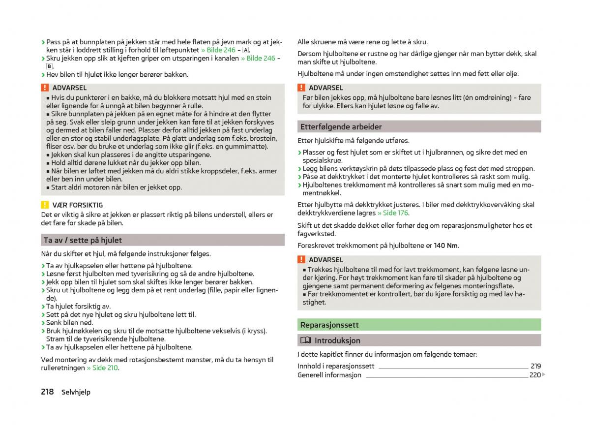 Skoda Superb III 3 bruksanvisningen / page 221