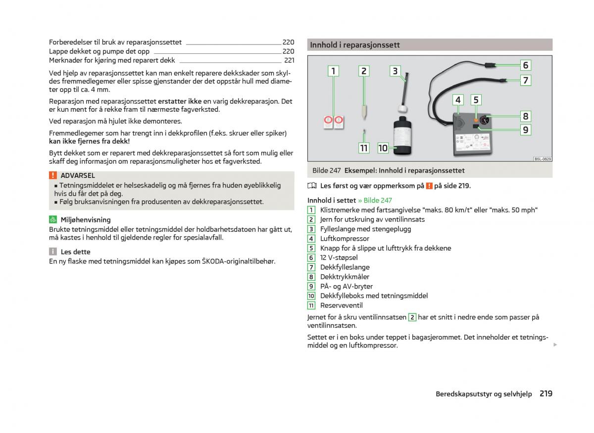 Skoda Superb III 3 bruksanvisningen / page 222