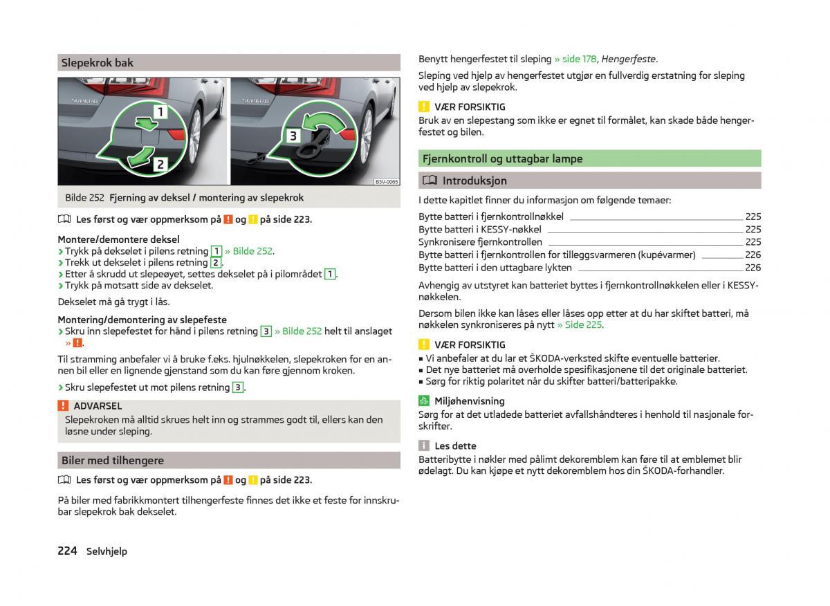 Skoda Superb III 3 bruksanvisningen / page 227