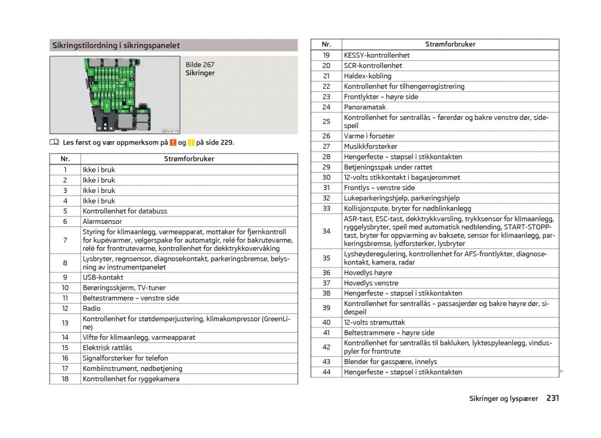 Skoda Superb III 3 bruksanvisningen / page 234