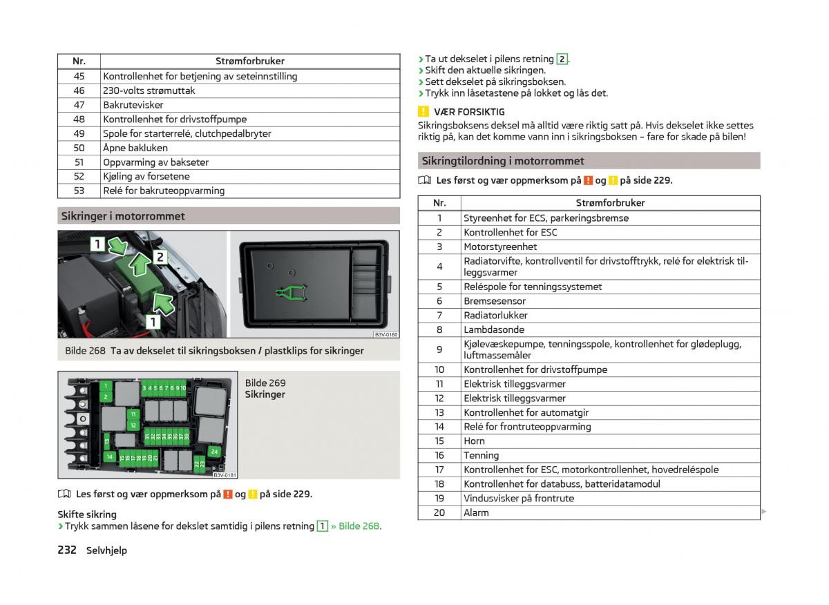 Skoda Superb III 3 bruksanvisningen / page 235