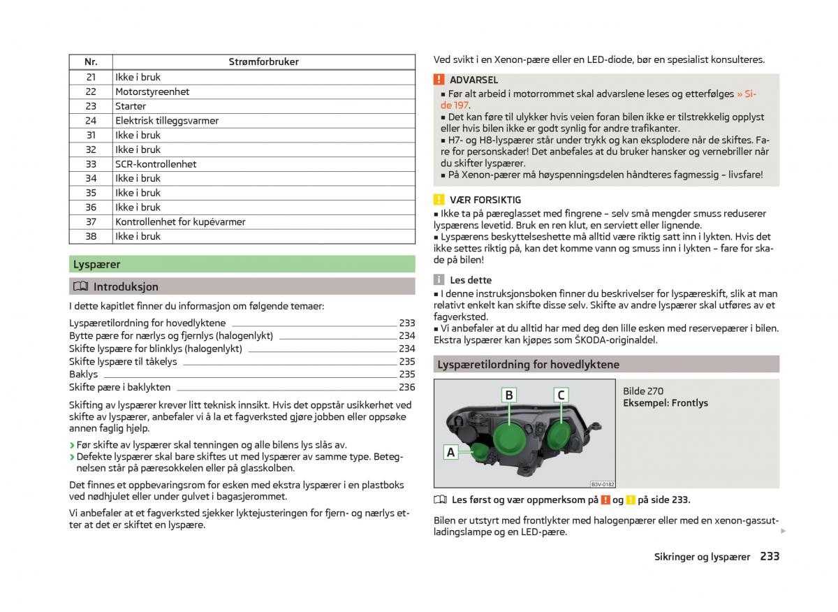 Skoda Superb III 3 bruksanvisningen / page 236