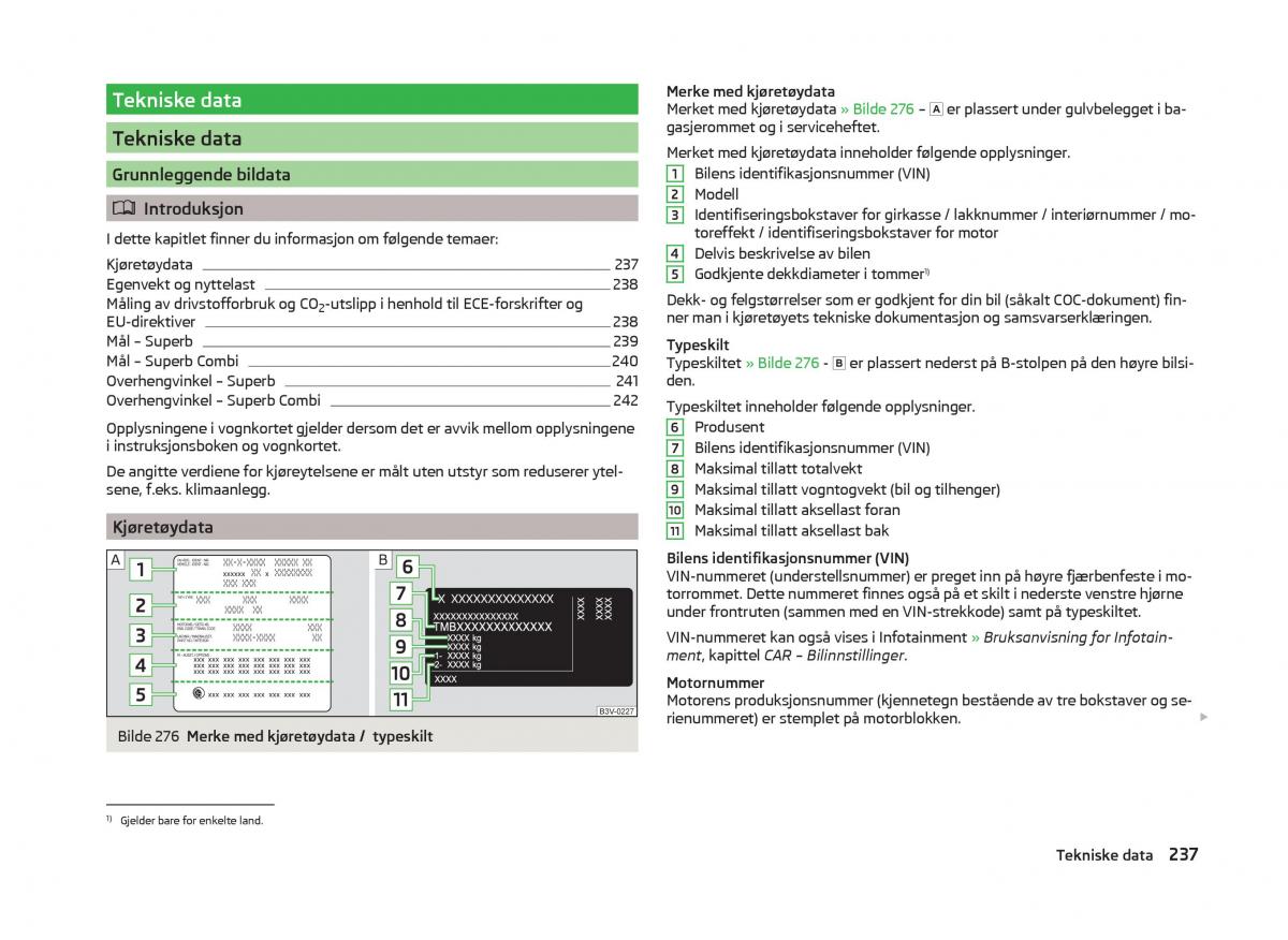 Skoda Superb III 3 bruksanvisningen / page 240