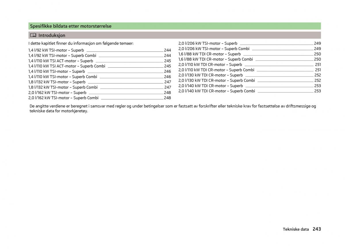 Skoda Superb III 3 bruksanvisningen / page 246