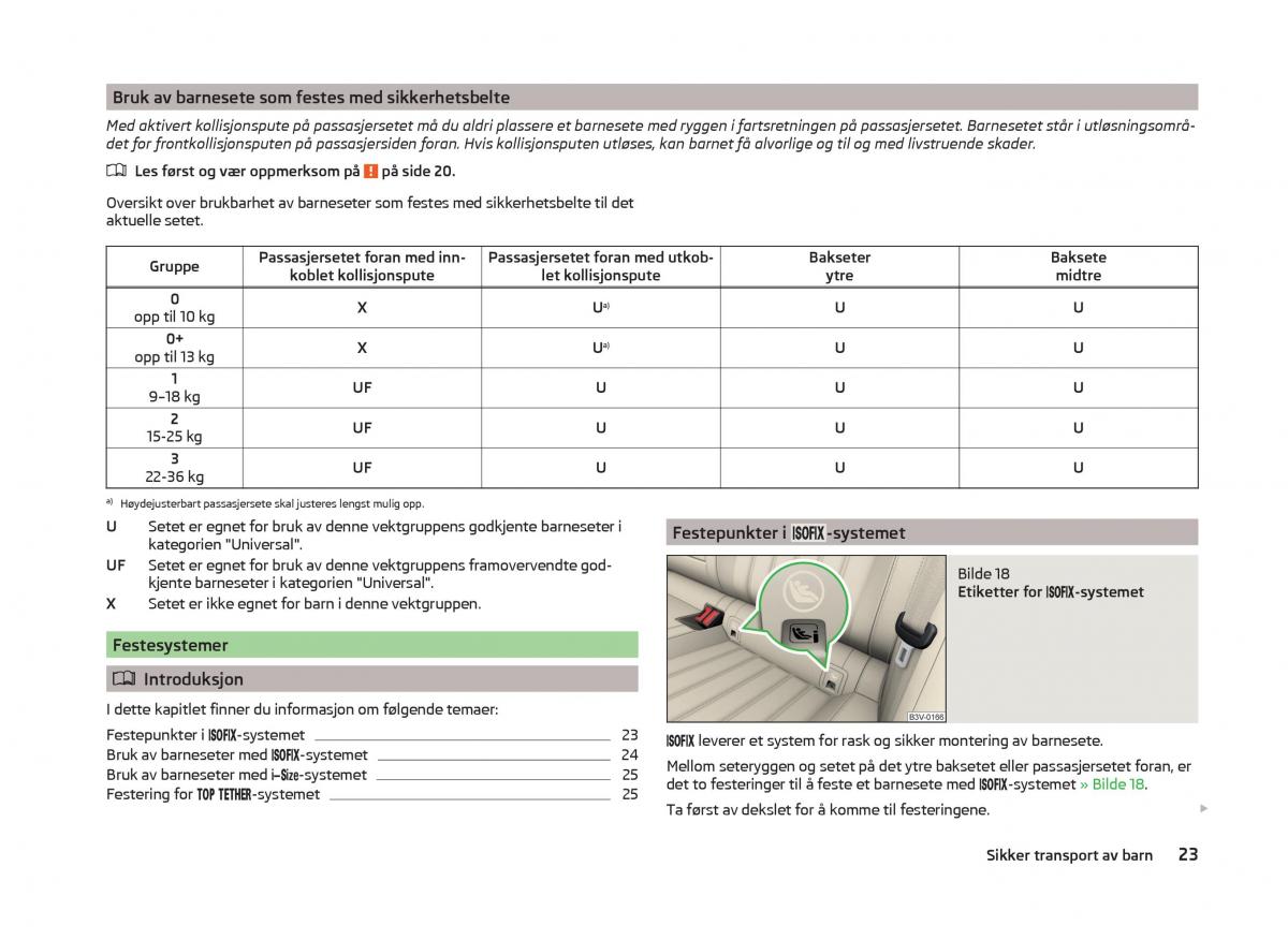 Skoda Superb III 3 bruksanvisningen / page 26