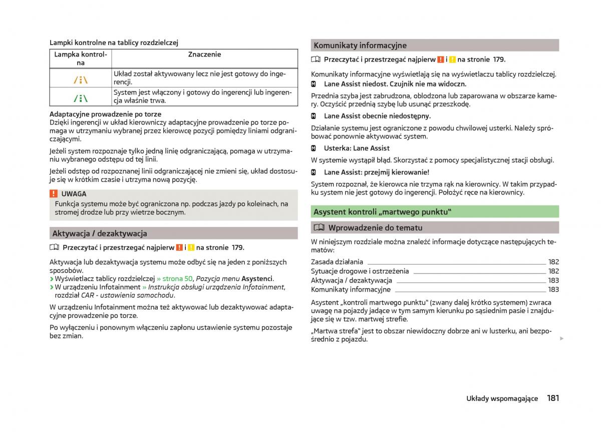 Skoda Superb III 3 instrukcja obslugi / page 184