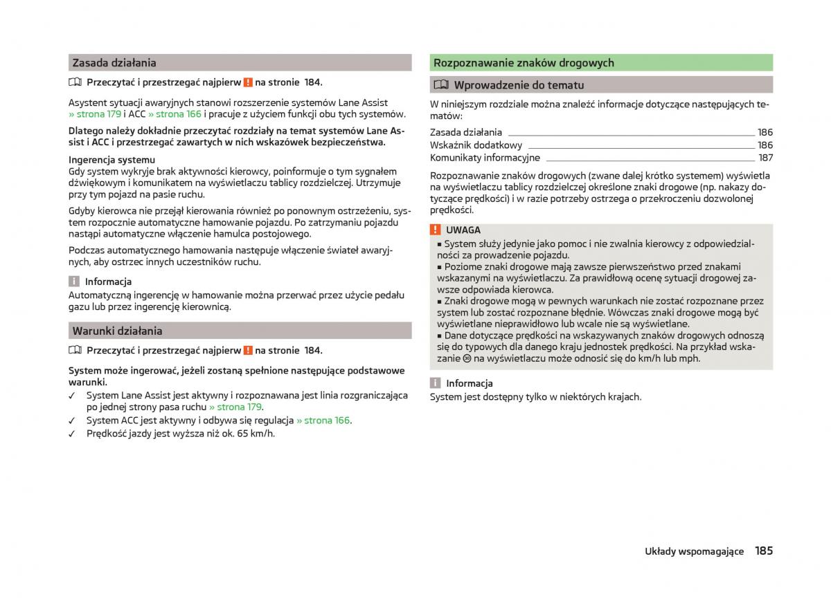 Skoda Superb III 3 instrukcja obslugi / page 188