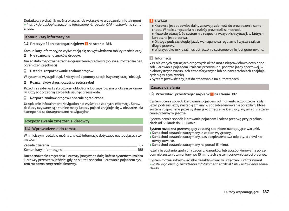 Skoda Superb III 3 instrukcja obslugi / page 190