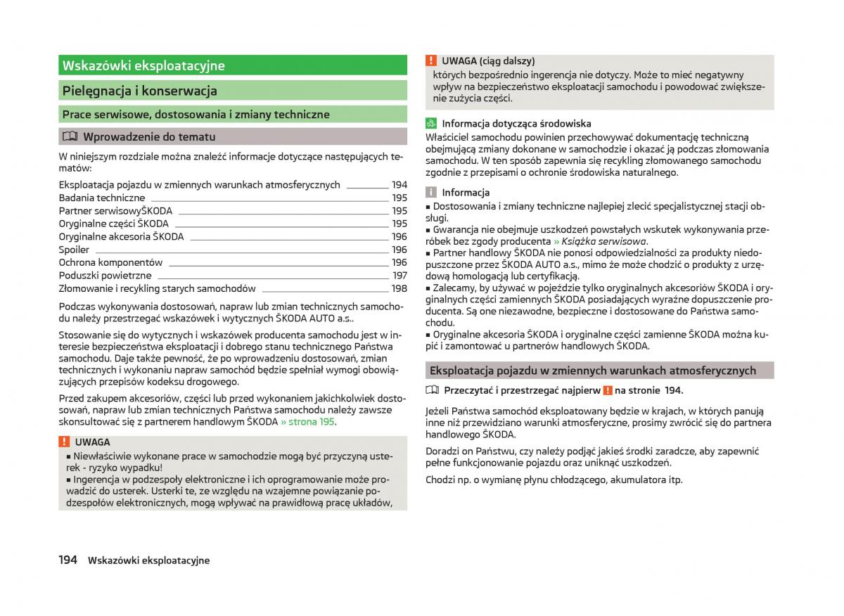 Skoda Superb III 3 instrukcja obslugi / page 197