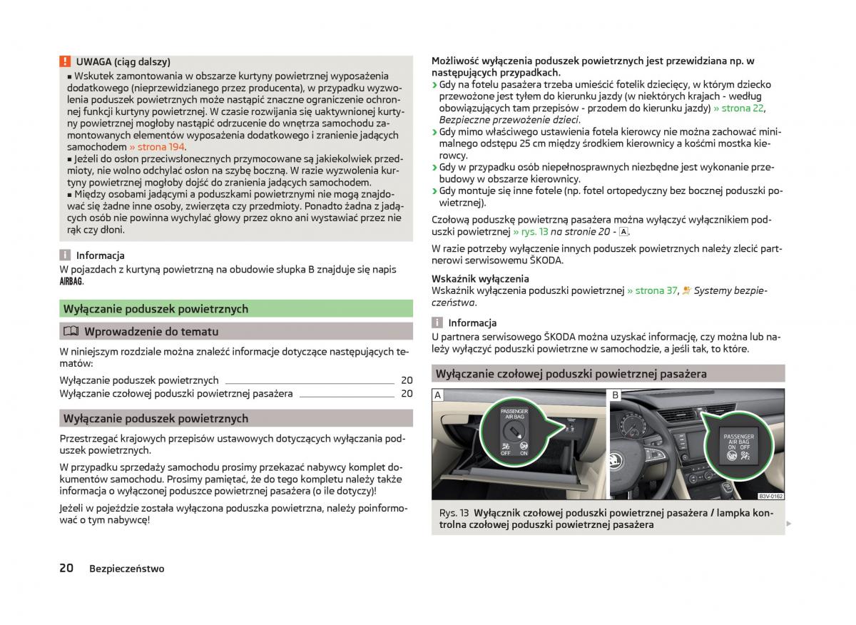 Skoda Superb III 3 instrukcja obslugi / page 23