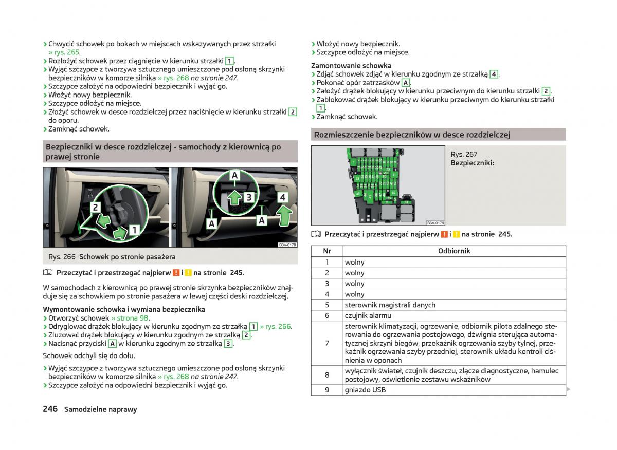 Skoda Superb III 3 instrukcja obslugi / page 249