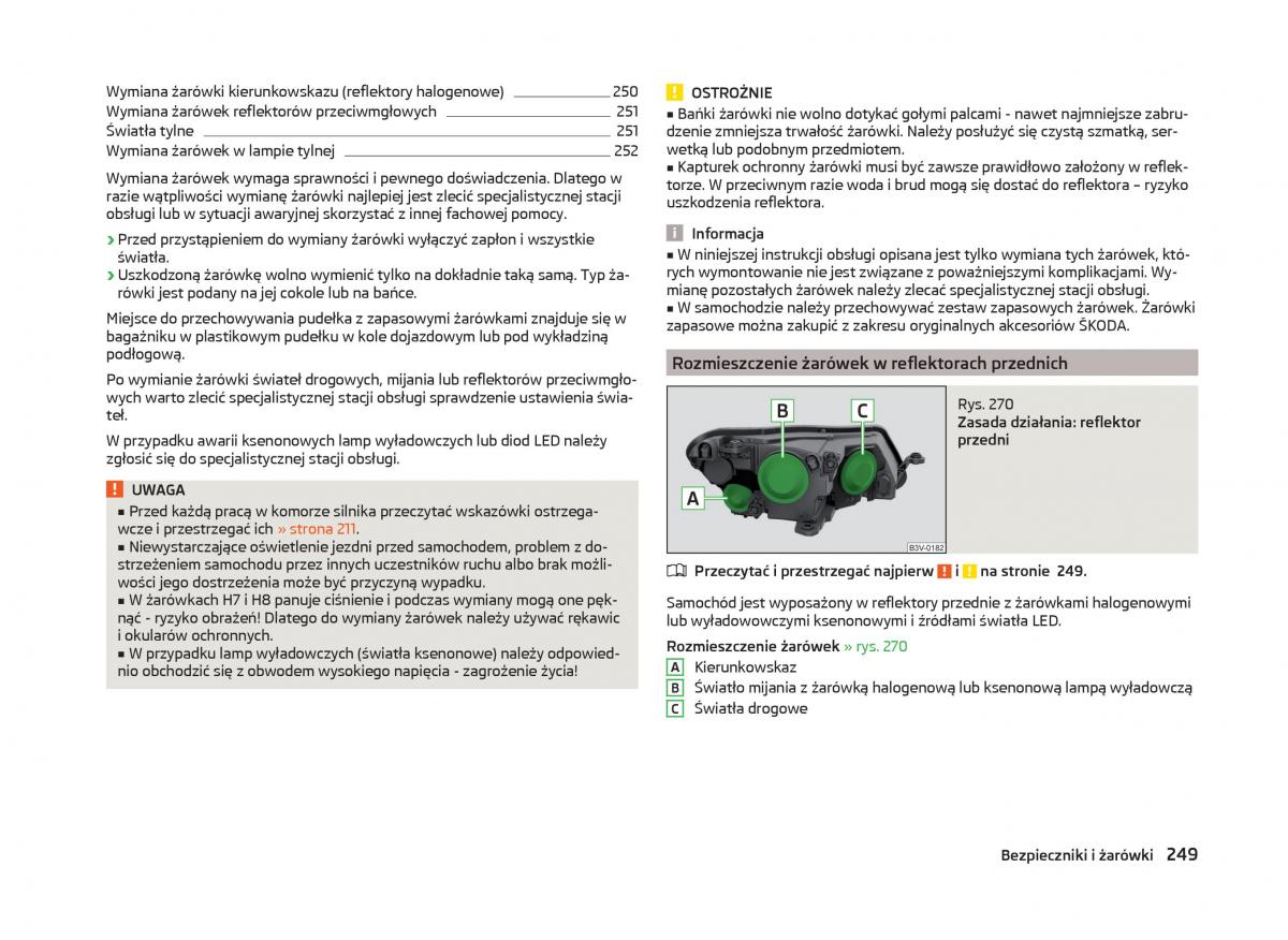 Skoda Superb III 3 instrukcja obslugi / page 252