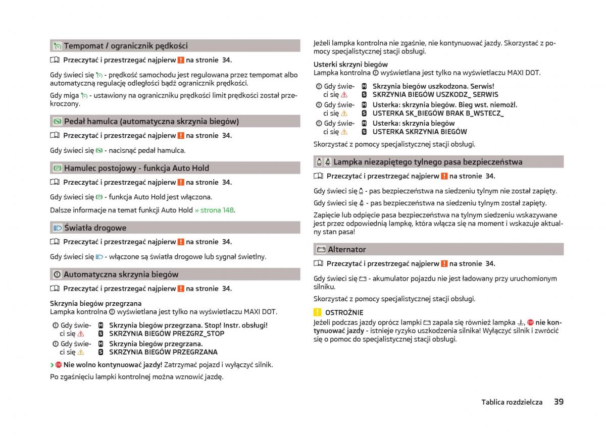 Skoda Superb III 3 instrukcja obslugi / page 42