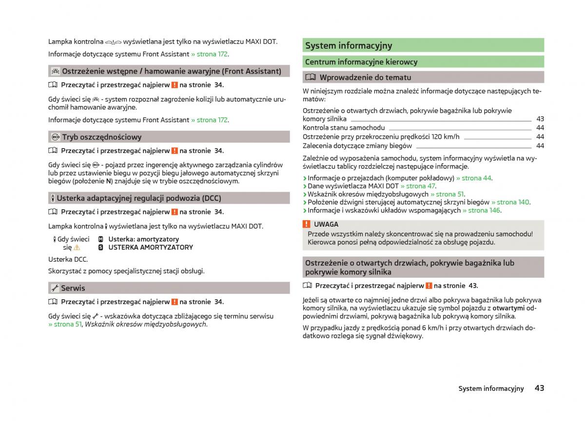 Skoda Superb III 3 instrukcja obslugi / page 46