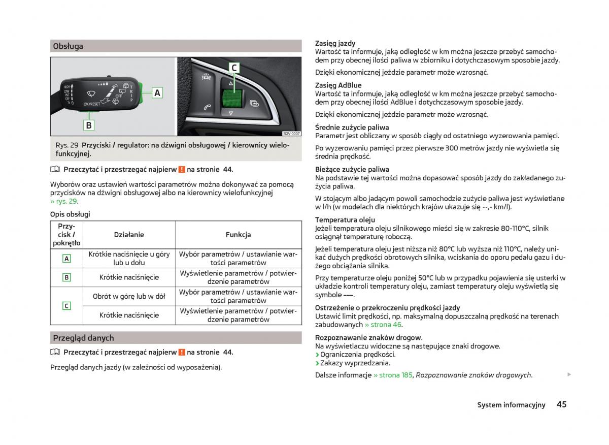 Skoda Superb III 3 instrukcja obslugi / page 48