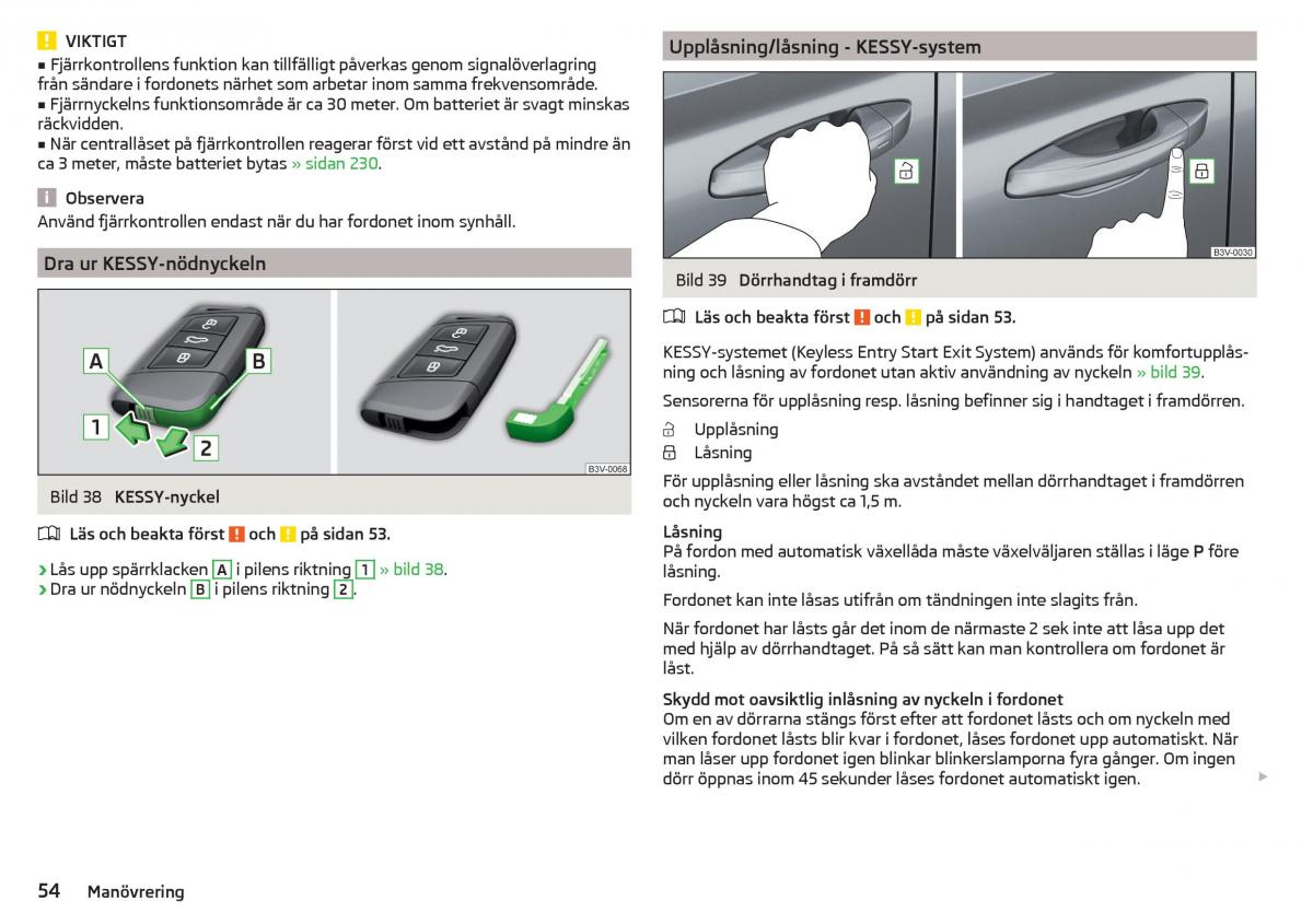 Skoda Superb III 3 instruktionsbok / page 56