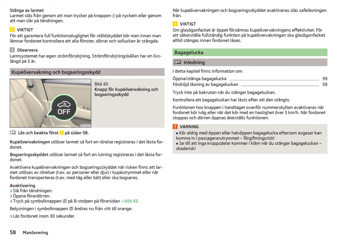 Skoda Superb III 3 instruktionsbok / page 60