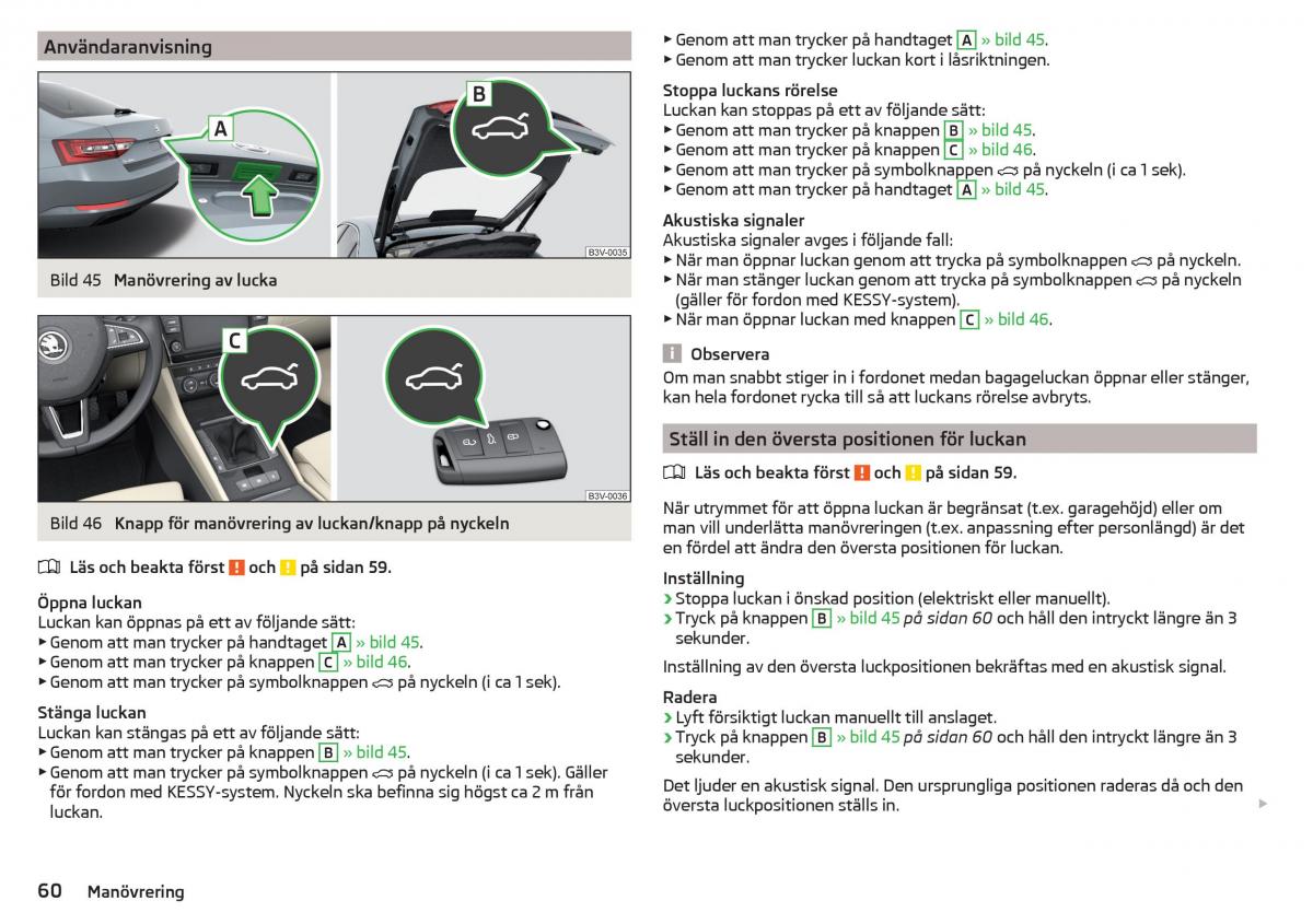 Skoda Superb III 3 instruktionsbok / page 62