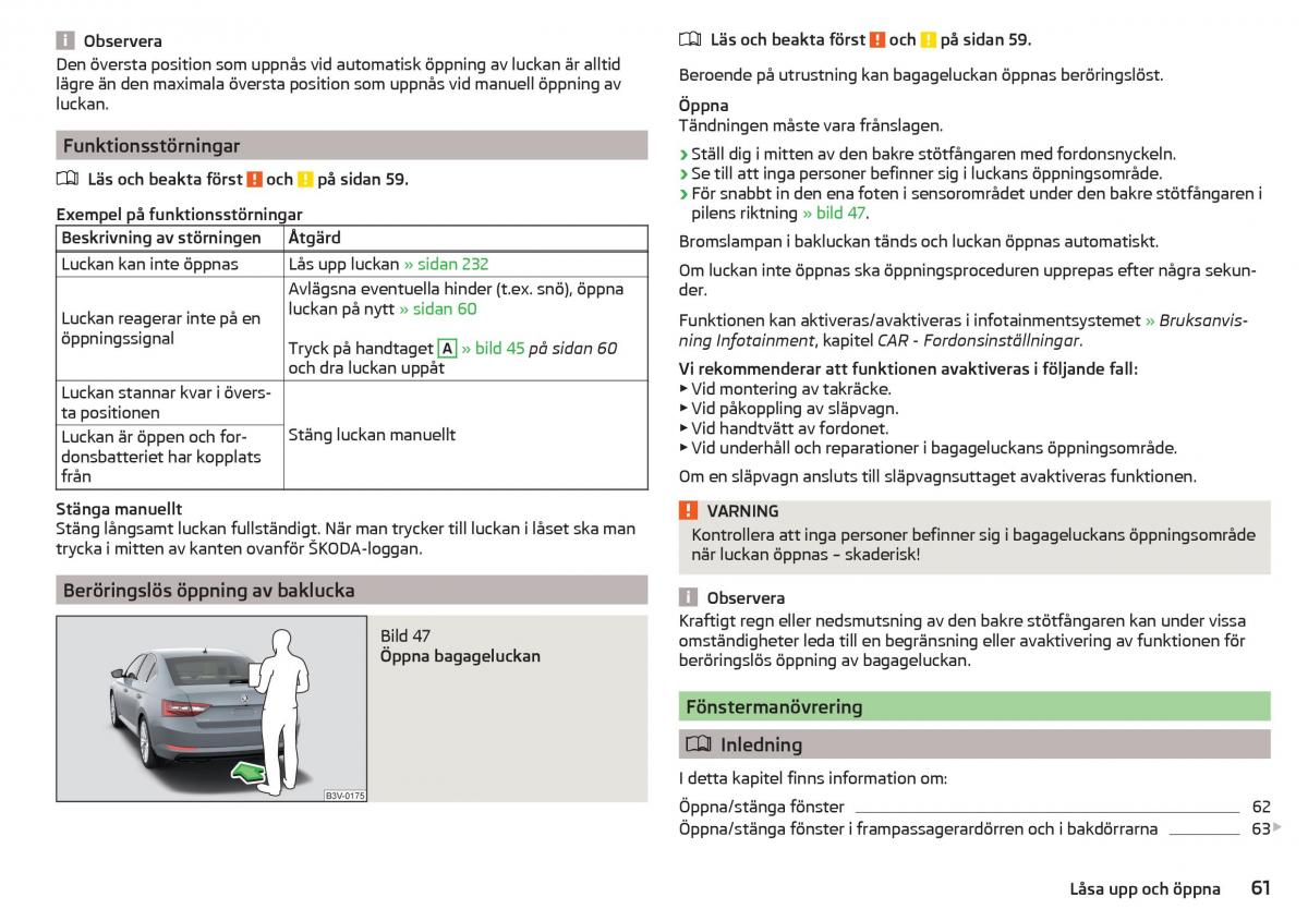 Skoda Superb III 3 instruktionsbok / page 63