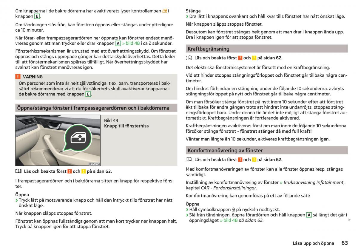 Skoda Superb III 3 instruktionsbok / page 65