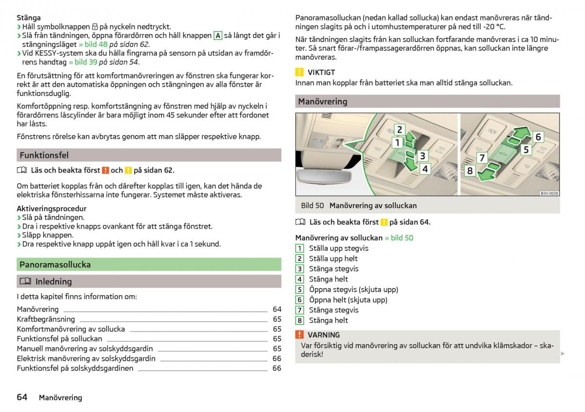 Skoda Superb III 3 instruktionsbok / page 66