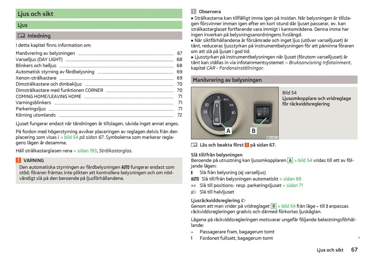 Skoda Superb III 3 instruktionsbok / page 69