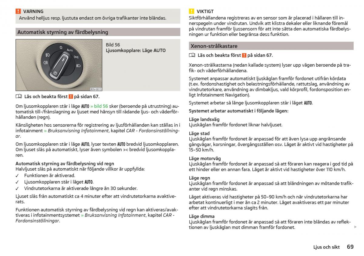 Skoda Superb III 3 instruktionsbok / page 71