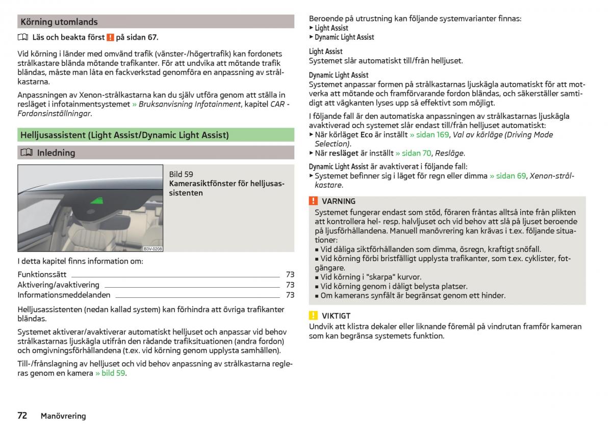 Skoda Superb III 3 instruktionsbok / page 74