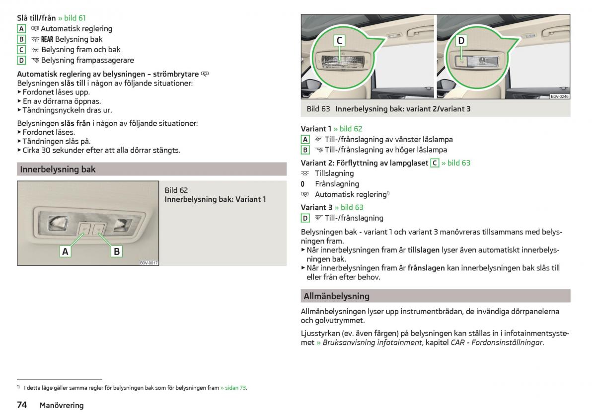 Skoda Superb III 3 instruktionsbok / page 76