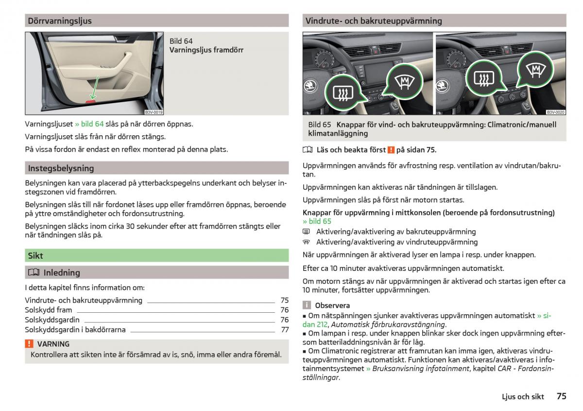 Skoda Superb III 3 instruktionsbok / page 77