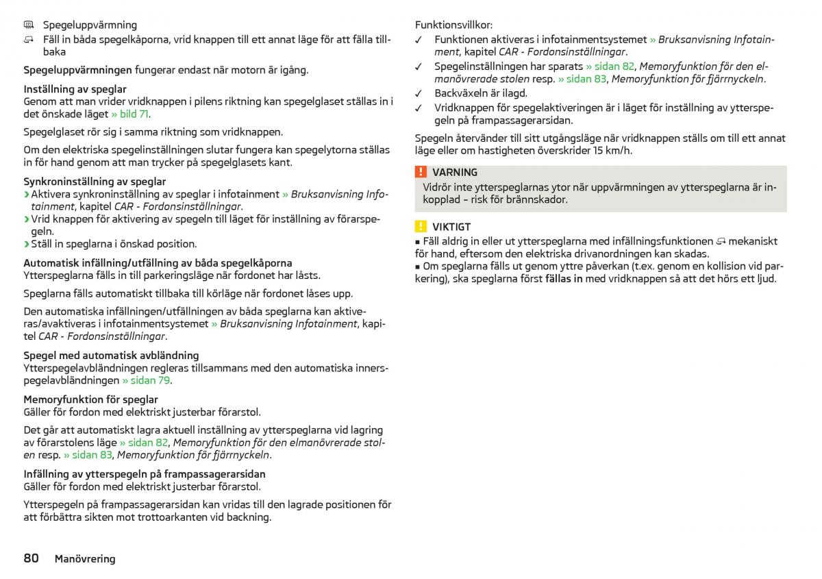 Skoda Superb III 3 instruktionsbok / page 82