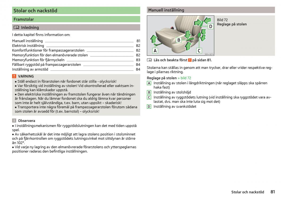 Skoda Superb III 3 instruktionsbok / page 83