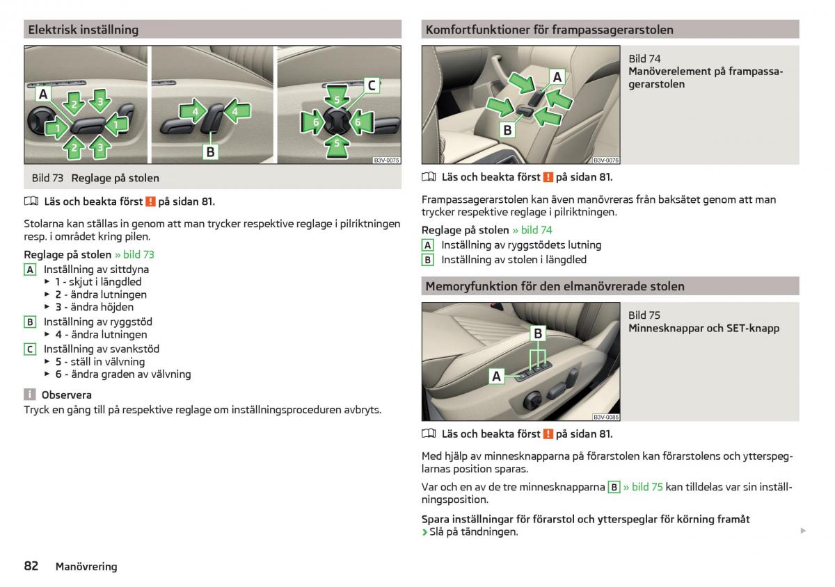 Skoda Superb III 3 instruktionsbok / page 84