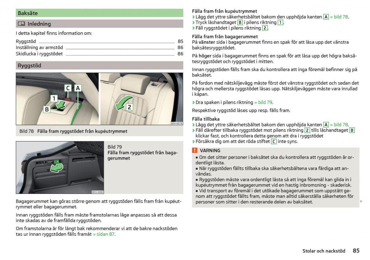 Skoda Superb III 3 instruktionsbok / page 87