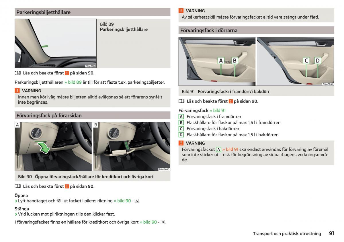 Skoda Superb III 3 instruktionsbok / page 93