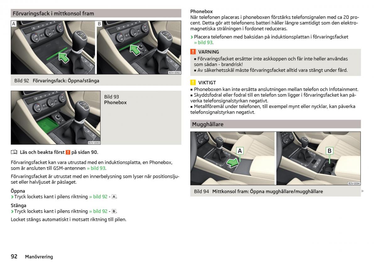 Skoda Superb III 3 instruktionsbok / page 94