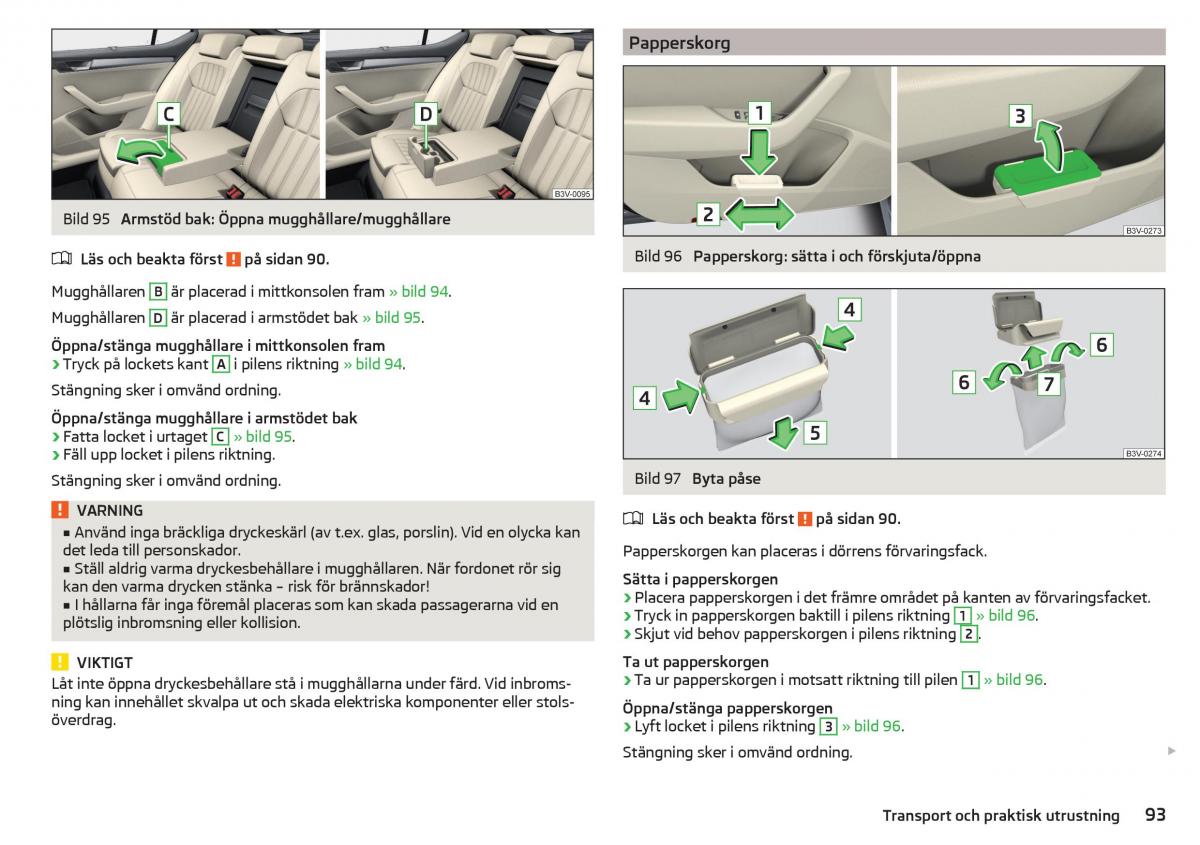 Skoda Superb III 3 instruktionsbok / page 95