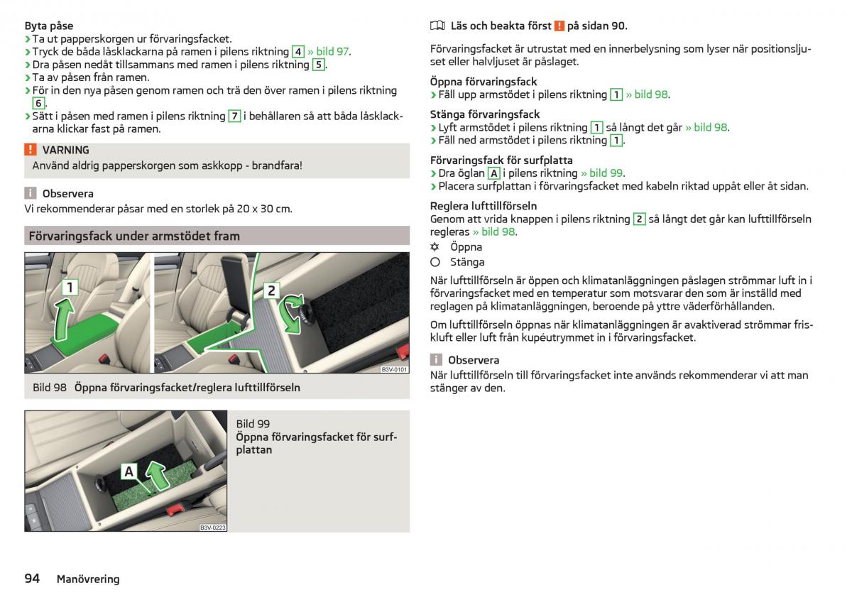 Skoda Superb III 3 instruktionsbok / page 96