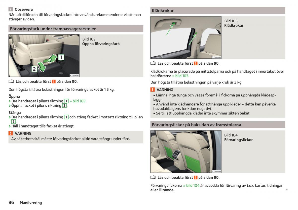 Skoda Superb III 3 instruktionsbok / page 98