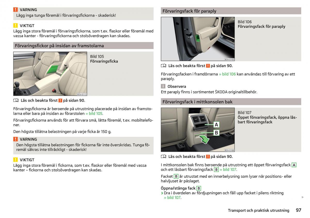 Skoda Superb III 3 instruktionsbok / page 99