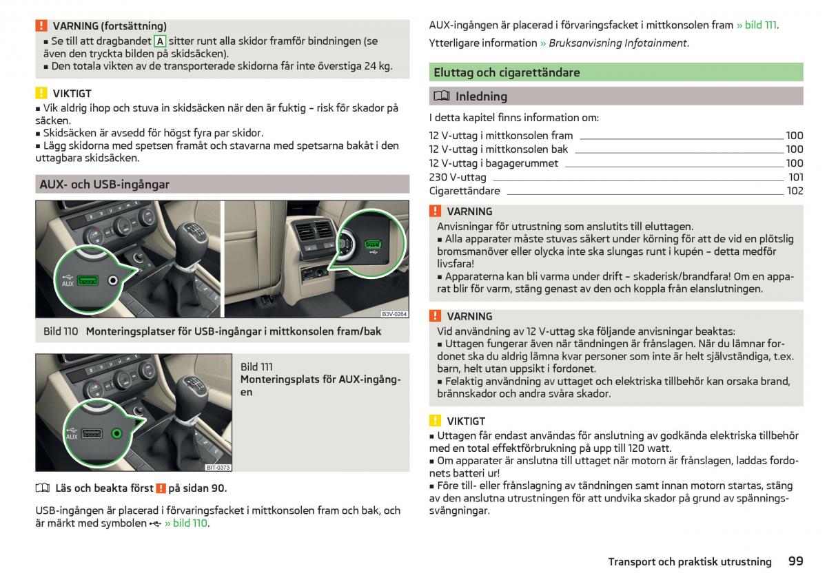 Skoda Superb III 3 instruktionsbok / page 101