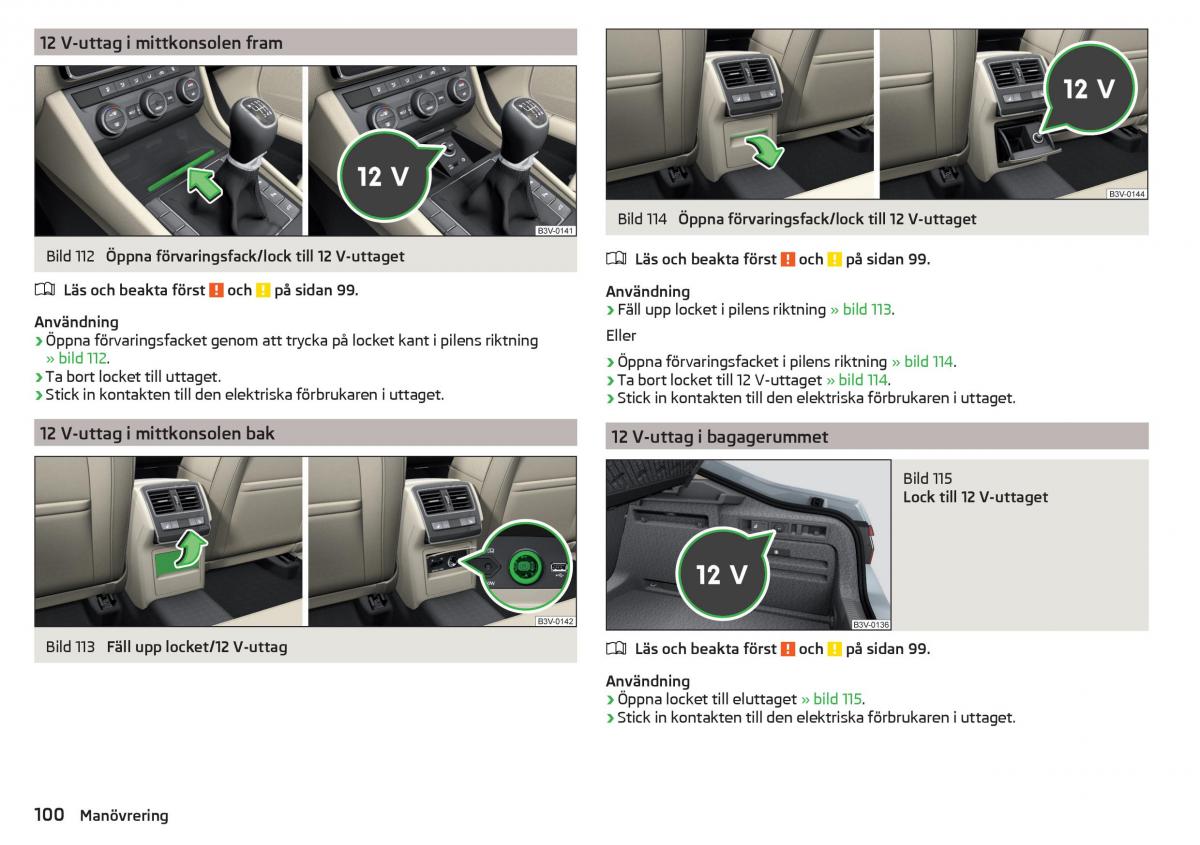 Skoda Superb III 3 instruktionsbok / page 102