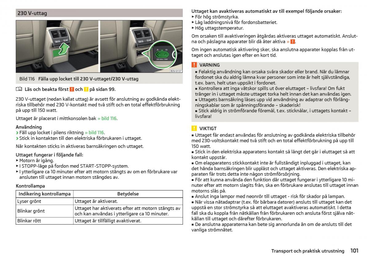 Skoda Superb III 3 instruktionsbok / page 103