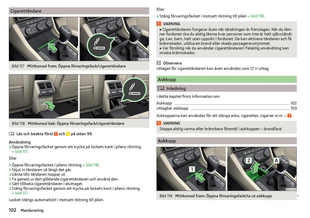 Skoda Superb III 3 instruktionsbok / page 104