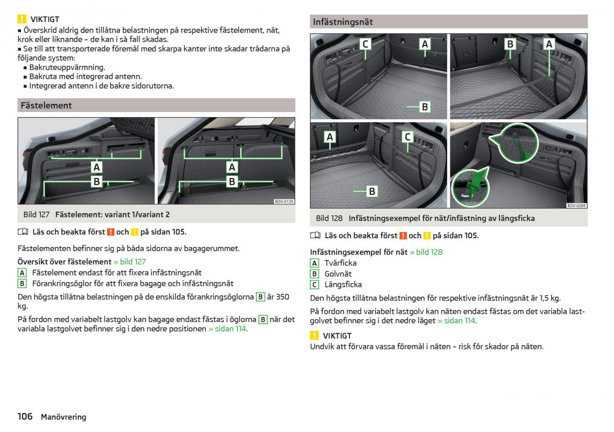 Skoda Superb III 3 instruktionsbok / page 108