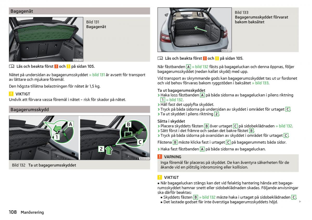 Skoda Superb III 3 instruktionsbok / page 110