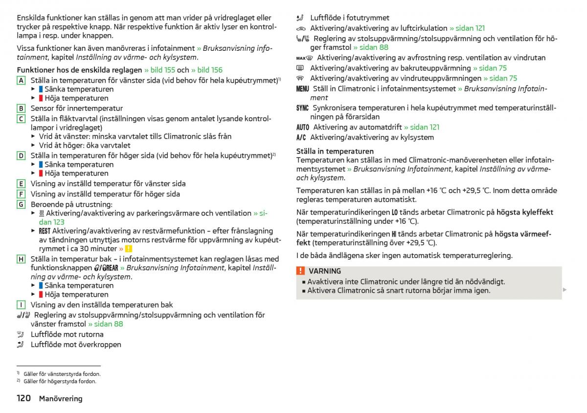 Skoda Superb III 3 instruktionsbok / page 122