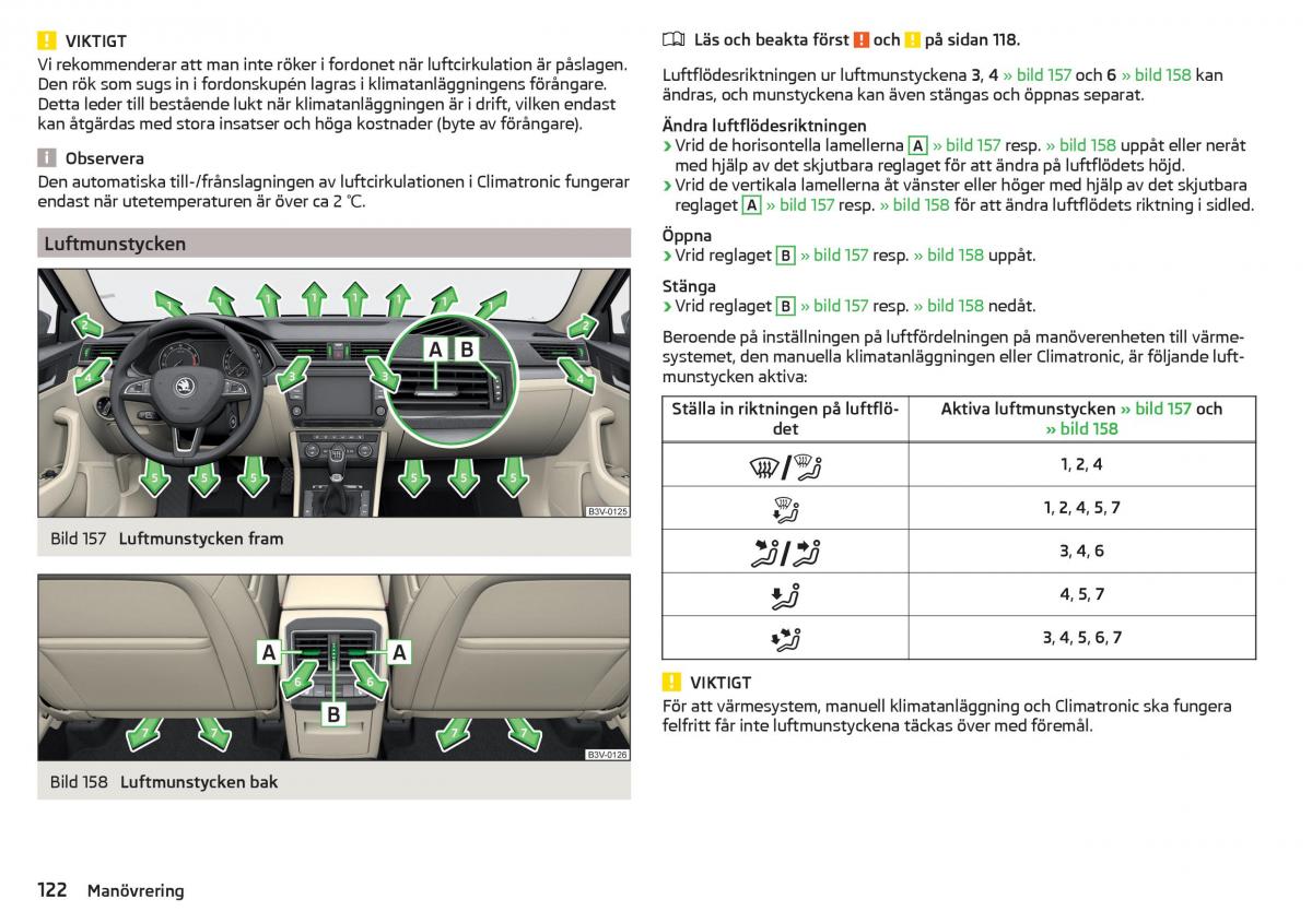 Skoda Superb III 3 instruktionsbok / page 124